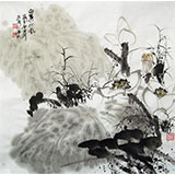 李明成四尺斗方畫《白蓮迎風》