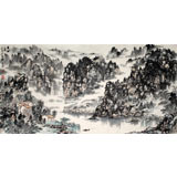 畫家寧全喜四尺山水畫《晨曲》