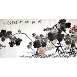 四川美協(xié)西蜀山人四尺荷花圖《荷塘聽雨》