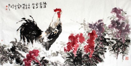 著名畫家王向陽四尺作品《鴻運當頭》