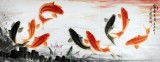 【已售定制詢價】中國畫院周升達小六尺國畫九魚圖《富貴久魚》