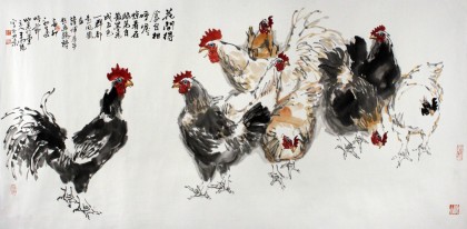 【已售】王向陽四尺精品《花間得食自相呼》 中國美術家協會會員