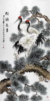 著名畫家王寶欽小六尺祝壽作品《松鶴長春》