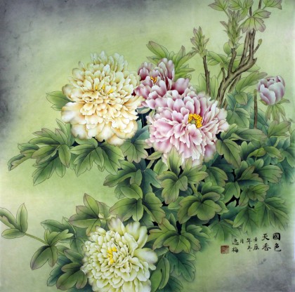 山東美協(xié)趙逸梅四尺斗方《國色天香》