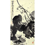 當(dāng)代著名禪意畫家周自豪三尺國(guó)畫荷花圖《墨荷圖》(詢價(jià))