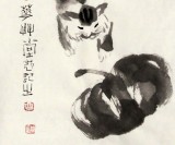 【已售】禪一居士周自豪四尺三開貓趣《清平樂》(詢價)