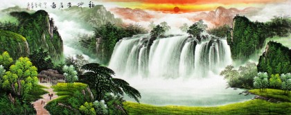 實力派畫家吳東小六尺聚寶盆山水《福地安居圖》