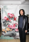 王寶欽 大尺寸作品《春風(fēng)送富貴》當(dāng)代花鳥牡丹畫名家（詢價(jià)）