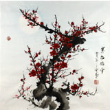 安徽美協(xié)何華賢三尺斗方國(guó)畫梅花《寒梅傲雪》