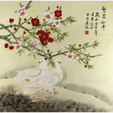北京美協凌雪四尺斗方桃花圖《繁榮和平》