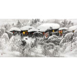 名家趙金鸰太行雪村系列之四尺《山村之夜靜悄悄》(詢價)