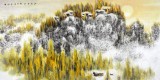 名家趙金鸰太行雪村系列四尺山水國畫《秋染太行》(詢價)