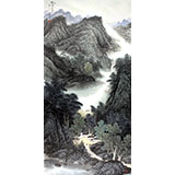 何華賢四尺國(guó)畫山水《林月山泉》 潁淮書畫名家
