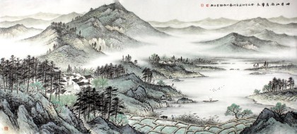 名家劉金河六尺江南風景畫《四月江南鶯草長》
