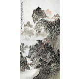 名家庾超然四尺山水畫《名山草堂 蕭然獨居》