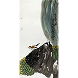 劉紀(jì) 三尺奇石水仙國畫《鳴春圖》 中國畫大家 真跡收藏（詢價）