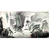【已售】程冰石六尺辦公室山水畫《飛銀瀉玉》（詢價(jià)）