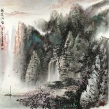 【已售】王凌云四尺斗方精品山水畫《桃花江畔》