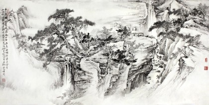 名家孔方四尺精品山水畫《中歲頗好道 晚家南山陲》(詢價)