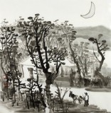 黃奇松三尺斗方國畫山水《牧歸圖》