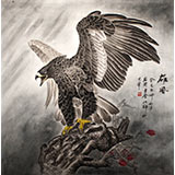 葛化帥六尺斗方勵志雄鷹圖《雄風》