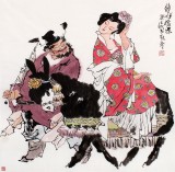 【已售】唐宛四尺斗方鐘馗人物畫《鐘馗嫁妹》