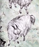 【已售】湖北美協(xié)會(huì)員庾超然四尺《三羊開(kāi)泰》