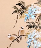 QA中美協會員 畫壇名家王向陽四尺斗方紫氣東來《紫藤滿架》(詢價)