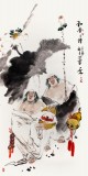 名家魏武雙四尺寫意人物畫《和合二仙》(詢價)