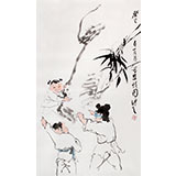 陳漫之四尺三開童趣圖《嬰戲圖》（詢價）