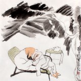 劉紀 三尺斗方芭蕉國畫《醉茶圖》 中國畫大家 真跡收藏（詢價）