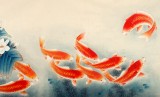 SK南海禪寺 妙林居士 四尺九魚圖《玉蘭九如圖》