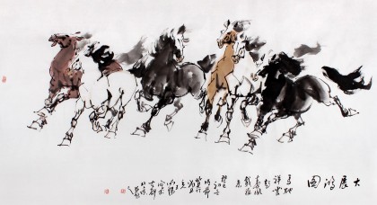 QA中美協會員 畫壇名家王向陽六尺駿馬圖《大展鴻圖》(詢價)