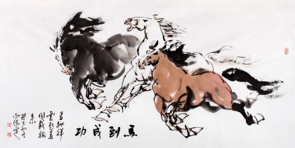 河南美協王向陽四尺奔馬圖《馬到成功》
