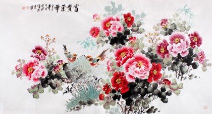國家一級美術師王寶欽六尺《富貴榮華》