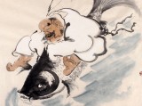 QA河北美協郭廷四尺三開《魚翁樂》（詢價）