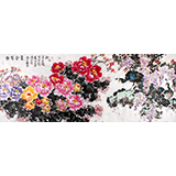 曲逸之 小八尺《粉紫含金》 河南省著名花鳥畫家