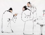 陳漫之四尺斗方人物畫《論畫》（詢價）