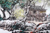 【已售】民盟美協(xié)理事黃奇松四尺斗方《高林幽居》