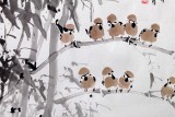 【已售】李勝春三尺竹鳥畫《集賢圖》