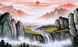 【已售】寧良成小八尺風水畫《寶潭聚財》
