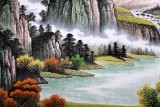 【已售】寧良成小八尺風水畫《寶潭聚財》