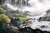 【已售】張慧仁六尺山水畫《煙霧濛濛水潺潺》