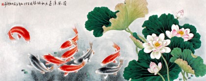 河南美協董書林小六尺《和風清遠九如納福》