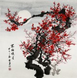 【已售】安徽美協何華賢四尺斗方《寒梅映月》