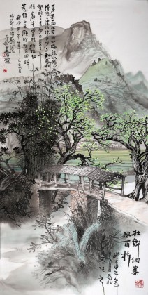 民盟美協理事黃奇松作品《壯鄉侗寨風雨橋》