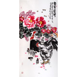 著名花鳥畫家曲逸之四尺《富貴當頭》
