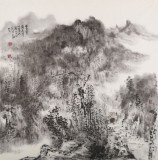 當代水墨漫畫名家 強春云 四尺斗方《山行》