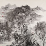 當(dāng)代水墨漫畫(huà)名家 強(qiáng)春云 四尺斗方《山行》