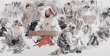 【已售】 魏志平 四尺《竹林七賢》 河北省美協會員